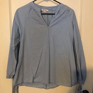 Blue and White Stripe Madewell Blouse